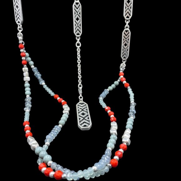 Premier Designs Boho Layered Necklace Set Tribal Coachella Festival Beaded - Picture 3 of 9